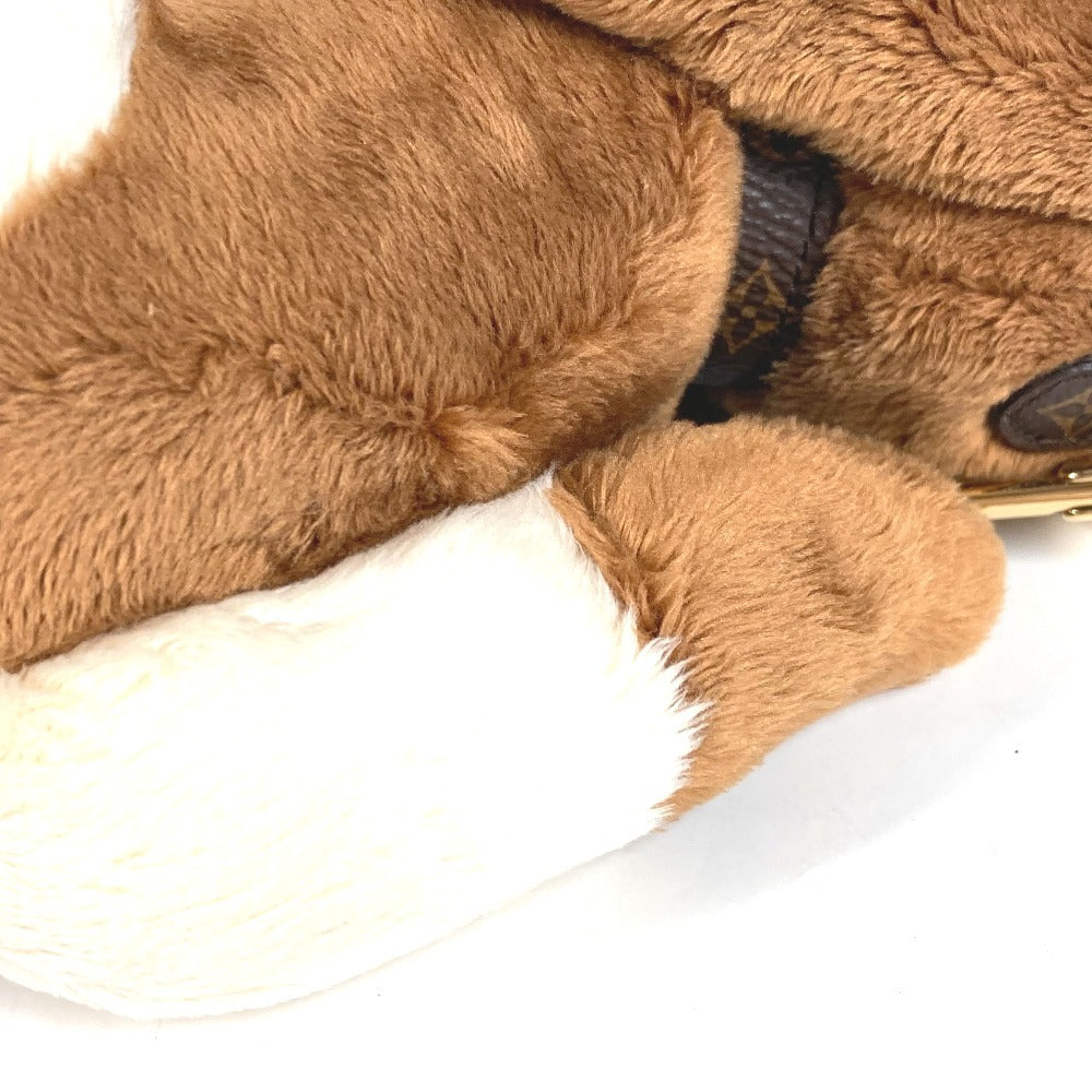 LOUIS VUITTON M03388 Monogram Bag Charm LV Dog Dog Charm Key Holder Faux fur Brown/White Used