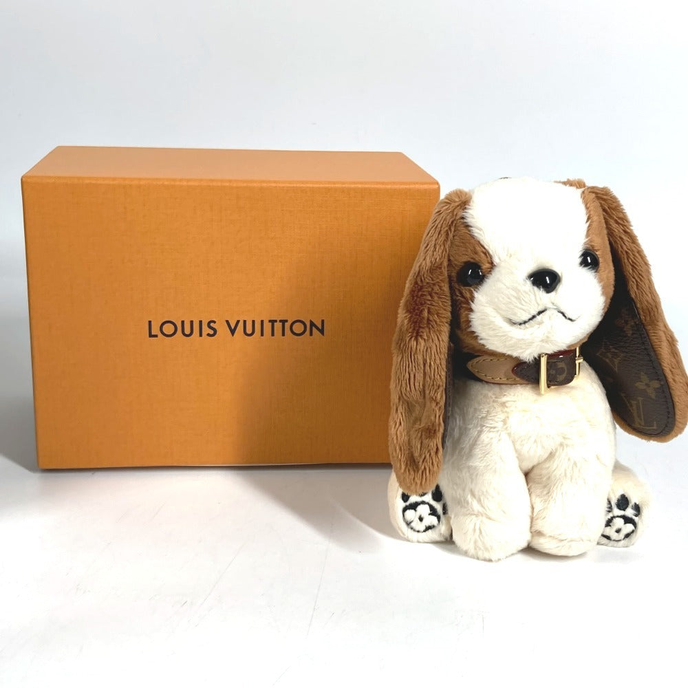 LOUIS VUITTON M03388 Monogram Bag Charm LV Dog Dog Charm Key Holder Faux fur Brown/White Used