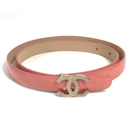 CHANEL B11P CC CC Mark logo Thin belt, belt for bottoms, buckle belt Patent Leather pink Used