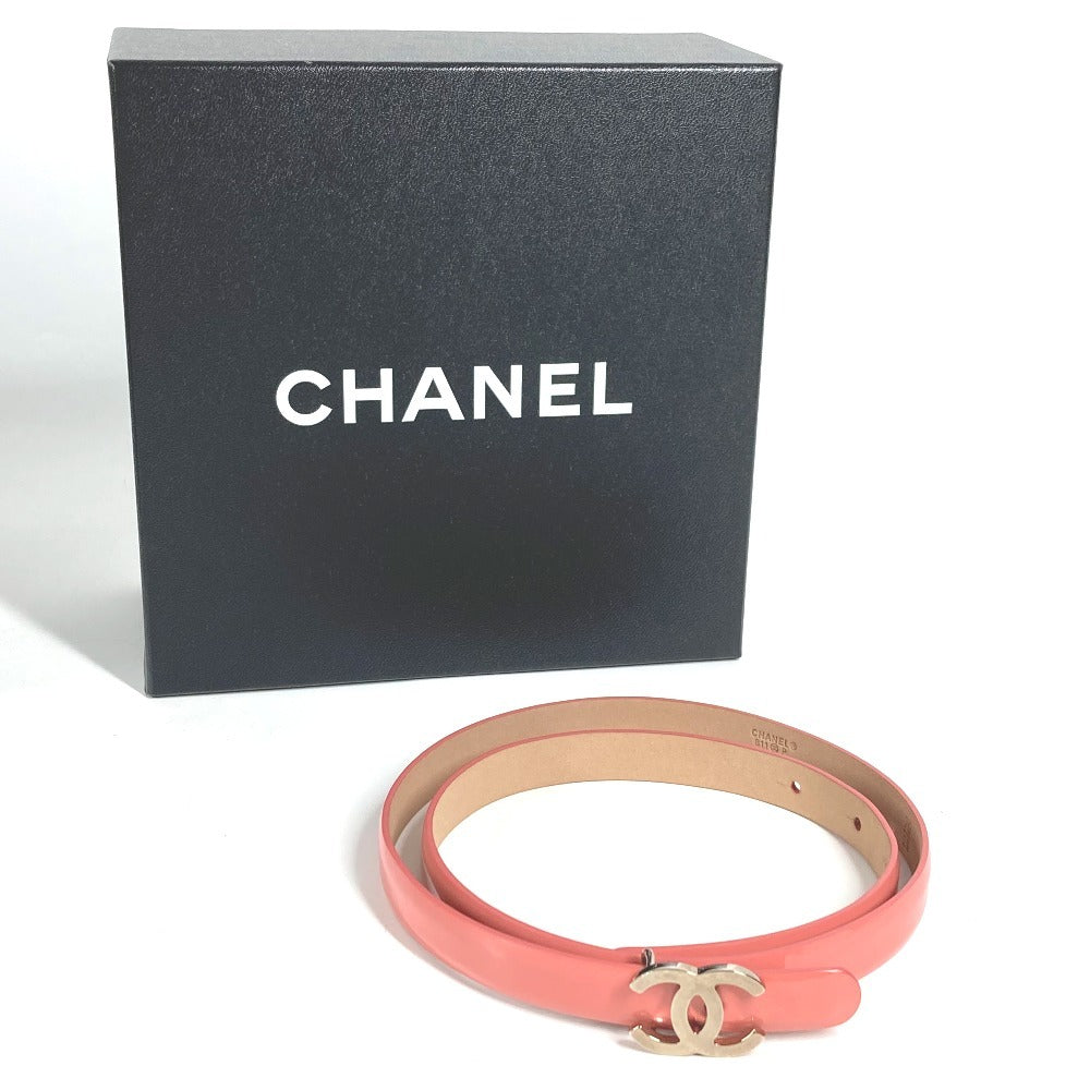 CHANEL B11P CC CC Mark logo Thin belt, belt for bottoms, buckle belt Patent Leather pink Used