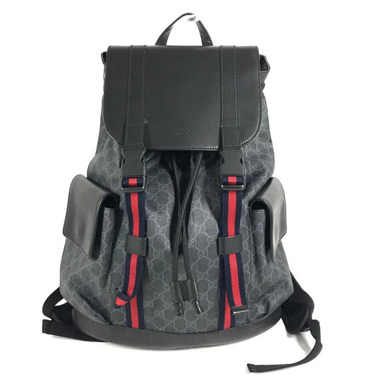 GUCCI 495563 GG Supreme logo bag backpack Backpack PVC/Leather Black Used