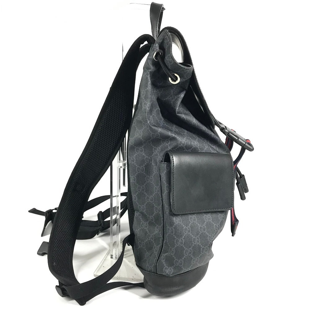 GUCCI 495563 GG Supreme logo bag backpack Backpack PVC/Leather Black Used