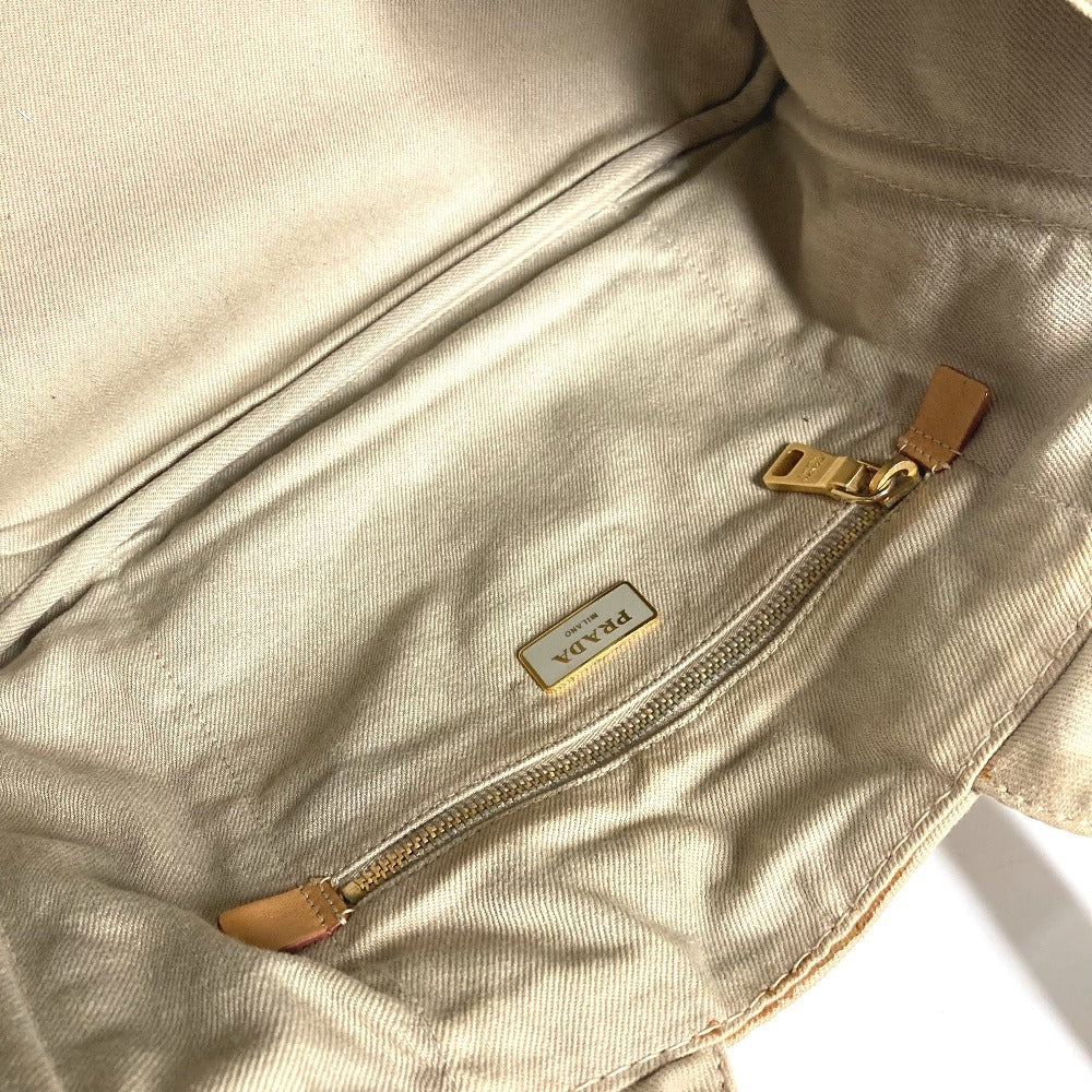 PRADA Canapa logo Bag Shoulder Bag Tote Bag Hand Bag Canvas Beige Used