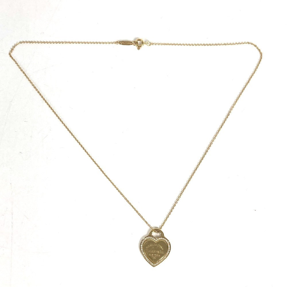 TIFFANY&Co. K18 Gold 18K Return to Heart Necklace with Diamond Accessories Jewelry Chain Necklace Necklace YG750 Gold/Gold Used