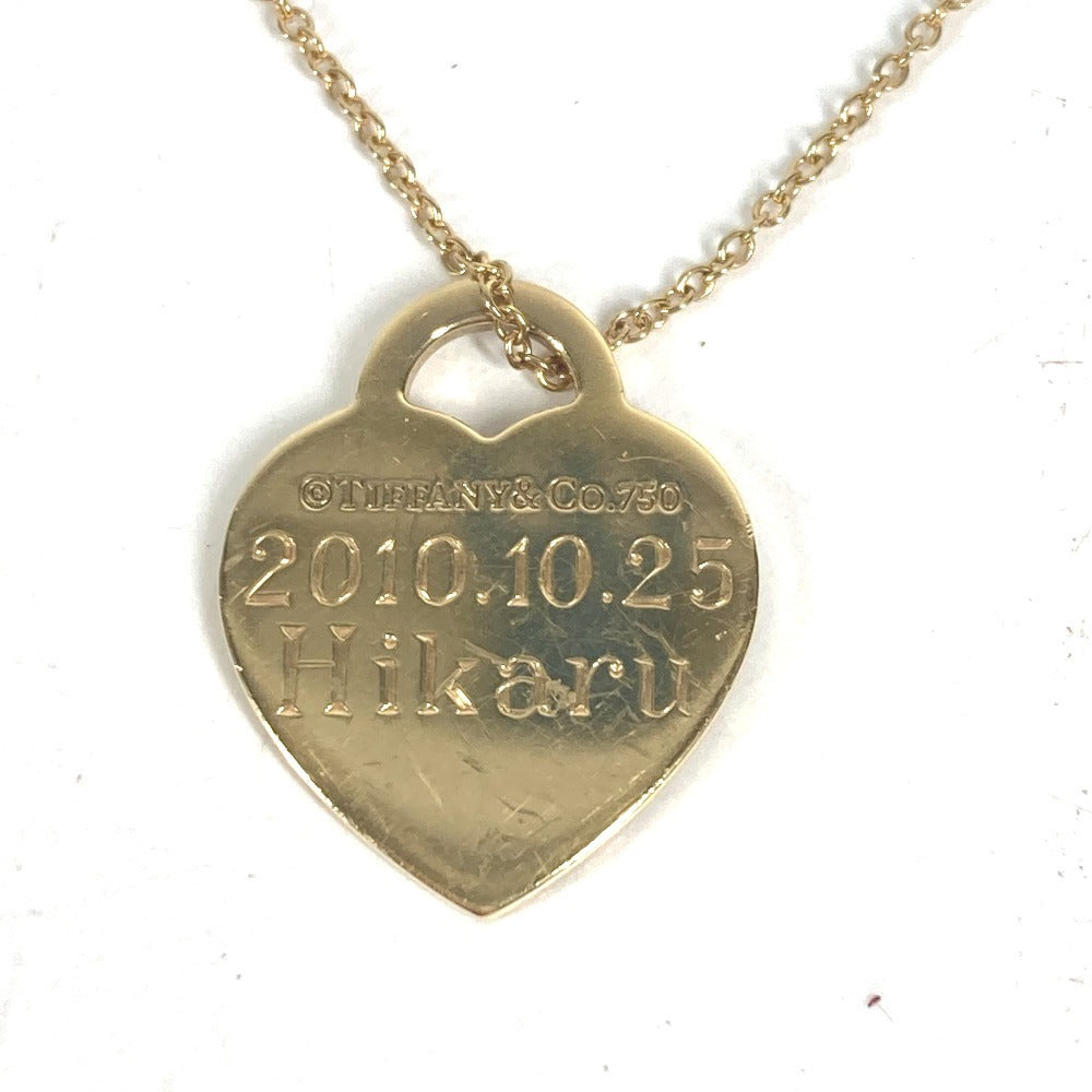 TIFFANY&Co. K18 Gold 18K Return to Heart Necklace with Diamond Accessories Jewelry Chain Necklace Necklace YG750 Gold/Gold Used