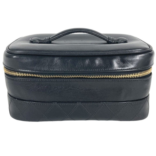 CHANEL CC CC Mark logo vintage Picorole vanity bag Makeup box Hand Bag Leather Black Used