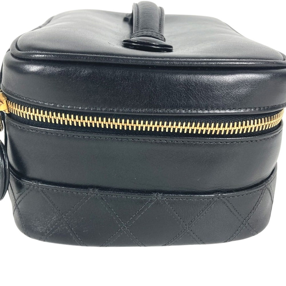 CHANEL CC CC Mark logo vintage Picorole vanity bag Makeup box Hand Bag Leather Black Used