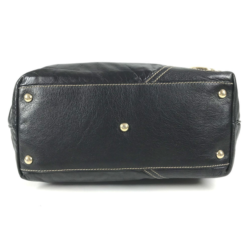 GUCCI 169946 New Brit GG Logo Bag Shoulder Bag Tote Bag Shoulder Bag Leather Black Used