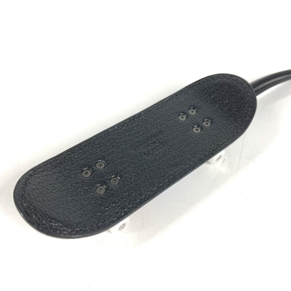 HERMES Finger Skateboard Logo Key Holder Bag Charm charm Leather Black Used