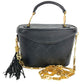 VERSACE vintage Sunburst Logo Vanity Bag Crossbody bag, handbag, fringe, tassel Shoulder Bag Leather Black/Gold Used