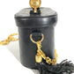 VERSACE vintage Sunburst Logo Vanity Bag Crossbody bag, handbag, fringe, tassel Shoulder Bag Leather Black/Gold Used