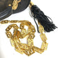 VERSACE vintage Sunburst Logo Vanity Bag Crossbody bag, handbag, fringe, tassel Shoulder Bag Leather Black/Gold Used
