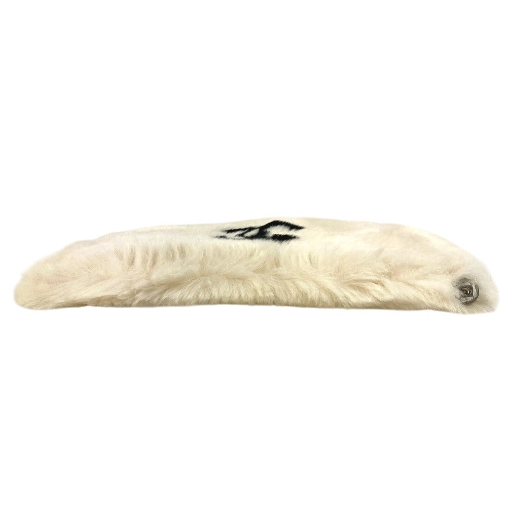 CHANEL ヴィンテージ CC ココマーク ロゴ ファー ラビット アクセサリー バングル ブレスレット ファー ユニセックス ブラック