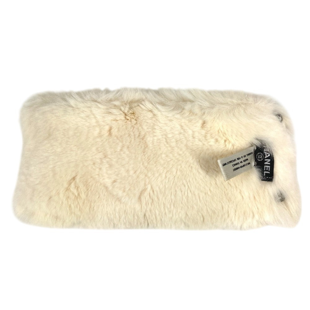 CHANEL Vintage CC Coco Mark Logo Fur Rabbit Bangle Bracelet, Unisex, Black