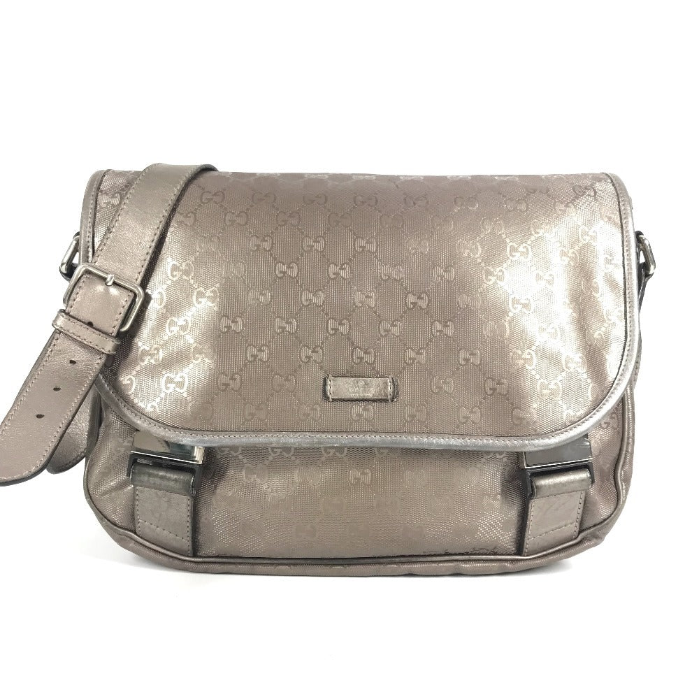 GUCCI 201732 GG Imprime Logo Flap Messenger Bag, Crossbody Shoulder Bag, GG Imprime, Unisex, Metallic