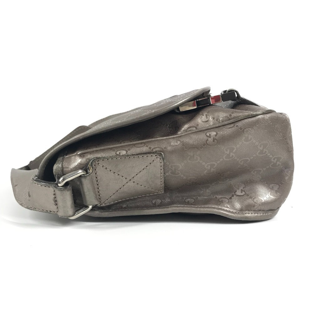 GUCCI 201732 GG Imprime Logo Flap Messenger Bag, Crossbody Shoulder Bag, GG Imprime, Unisex, Metallic
