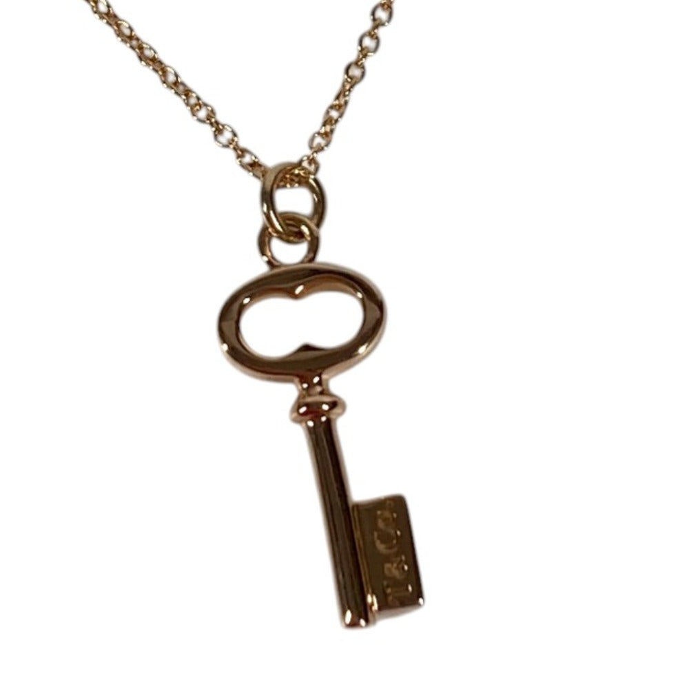 TIFFANY&Co. K18 18K Gold Oval Key Necklace Key Accessory Jewelry Chain Necklace Au750 Women's Pink Gold
