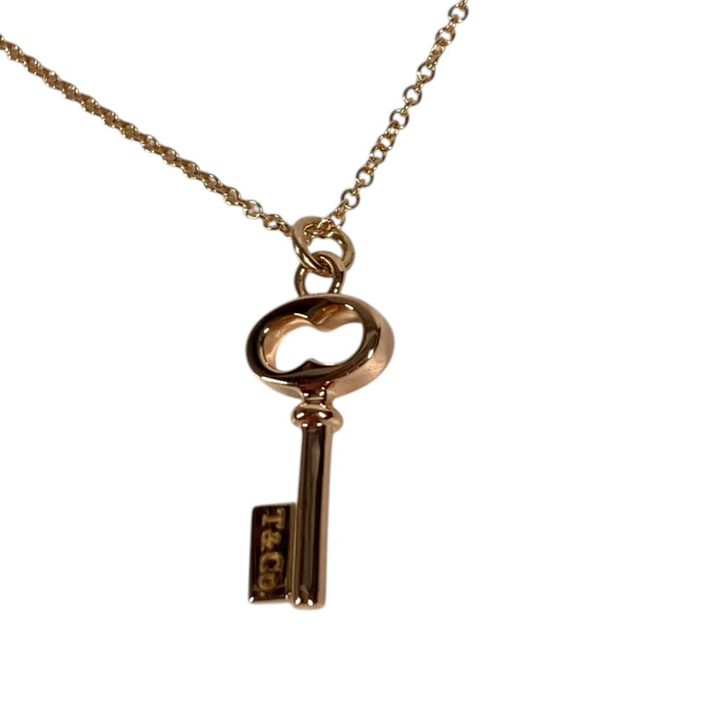 TIFFANY&Co. K18 18K Gold Oval Key Necklace Key Accessory Jewelry Chain Necklace Au750 Women's Pink Gold