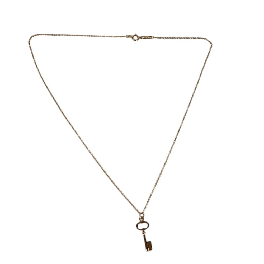 TIFFANY&Co. K18 18K Gold Oval Key Necklace Key Accessory Jewelry Chain Necklace Au750 Women's Pink Gold