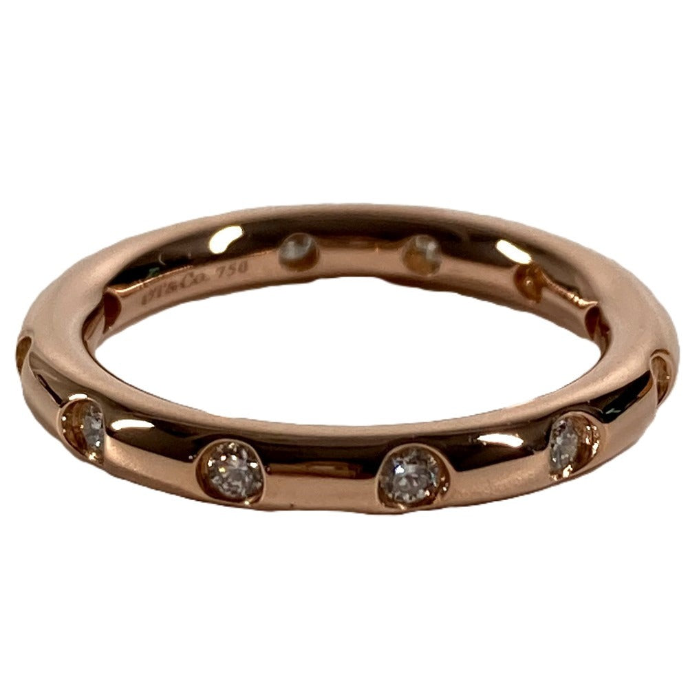 TIFFANY&Co. K18 18K Gold 11P Diamond Bisset Band Accessory Jewelry Ring Au750 Women's Pink Gold