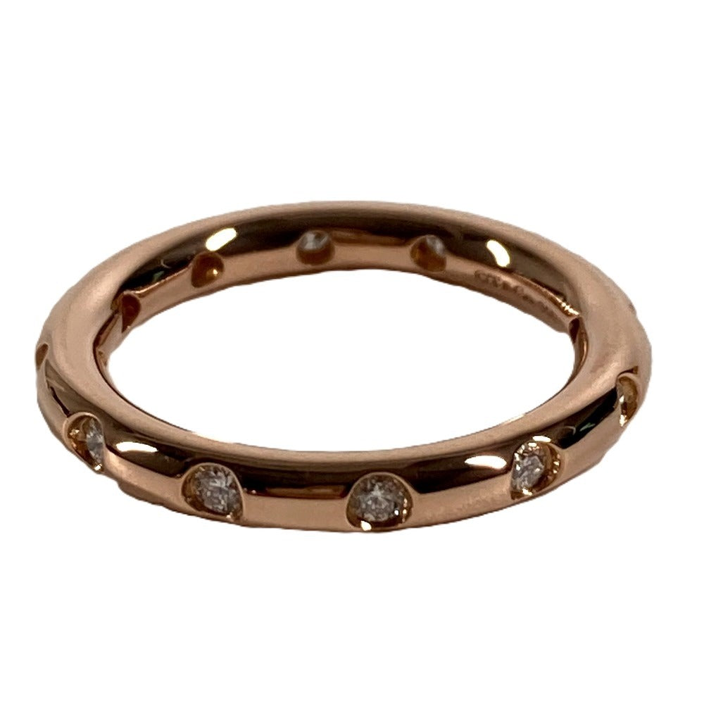 TIFFANY&Co. K18 18K Gold 11P Diamond Bisset Band Accessory Jewelry Ring Au750 Women's Pink Gold
