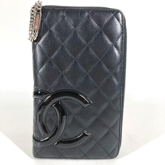 CHANEL A26710 カンボンライン トラベルケース CC ココマーク ロゴ ロングウォレット ラウンドファスナー 長財布 レザー レディース ブラック