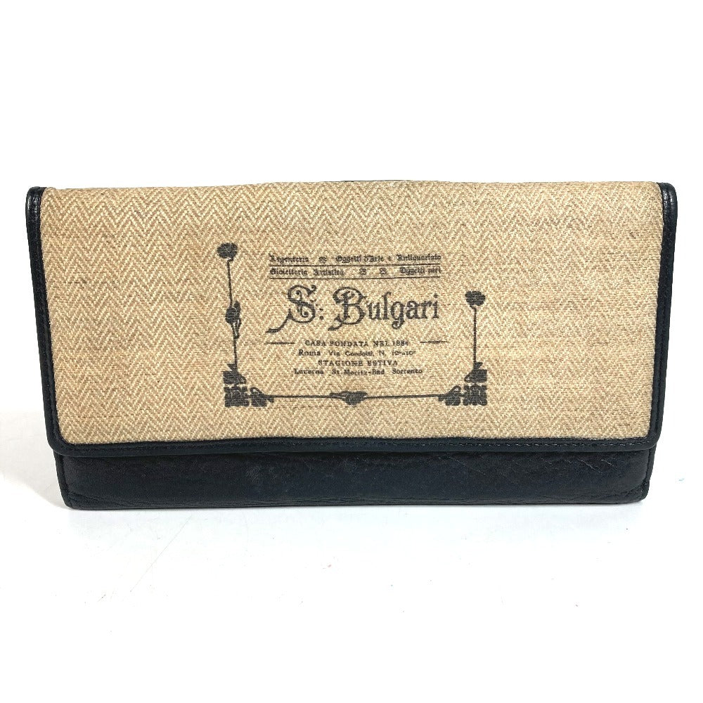 BVLGARI Flap S.bulgari Logo Long Wallet Flap Long Wallet PVC/Leather Unisex Beige
