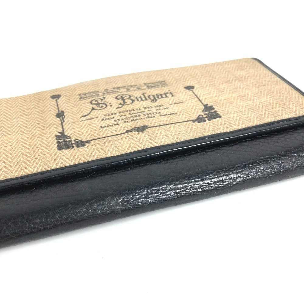 BVLGARI Flap S.bulgari Logo Long Wallet Flap Long Wallet PVC/Leather Unisex Beige