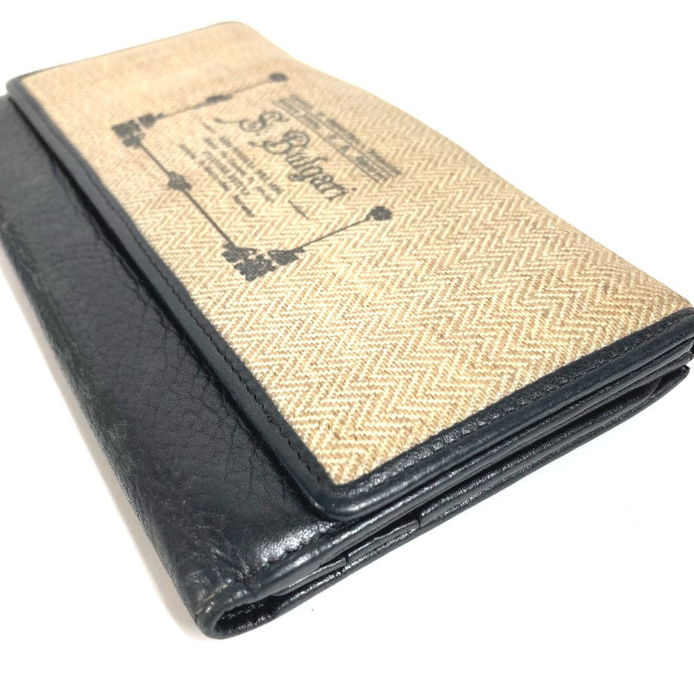 BVLGARI Flap S.bulgari Logo Long Wallet Flap Long Wallet PVC/Leather Unisex Beige