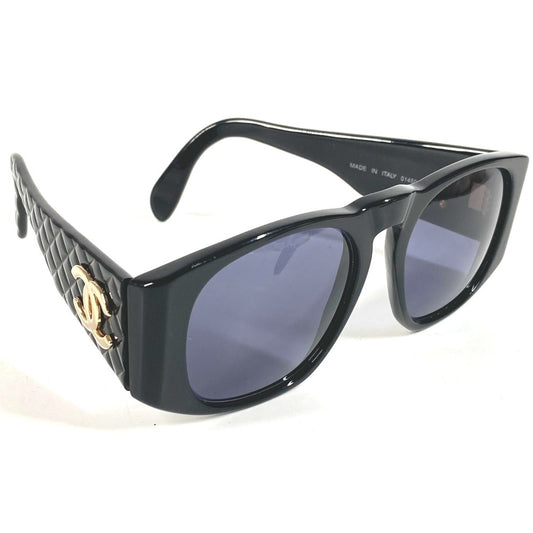 CHANEL 01450 ヴィンテージ CC ココマーク ロゴ マトラッセ キルティング めがね メガネ アイウェア 眼鏡 サングラス プラスチック ユニセックス ブラック