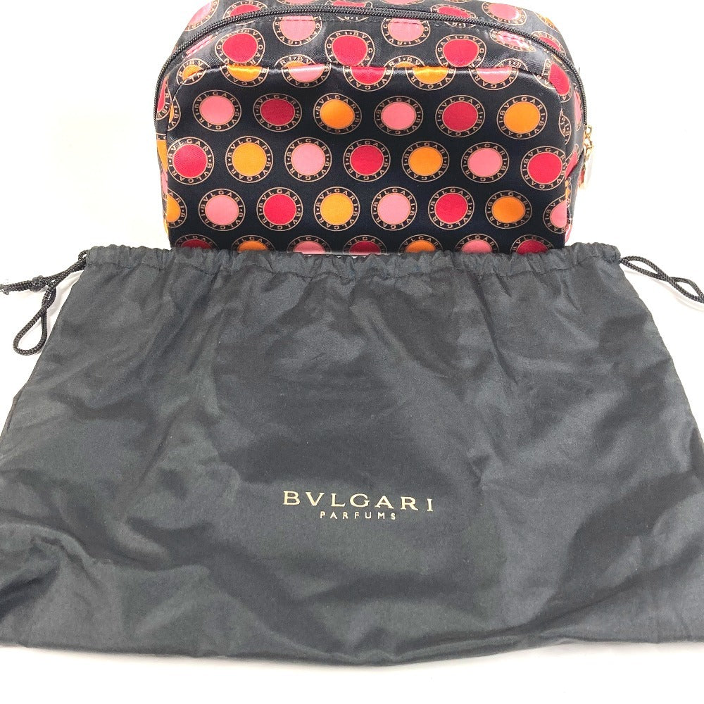 BVLGARI PARFUMS 総柄 ロゴ メイクポーチ 化粧ポーチ クラッチバッグ ポーチ ポリエステル ユニセックス ブラック