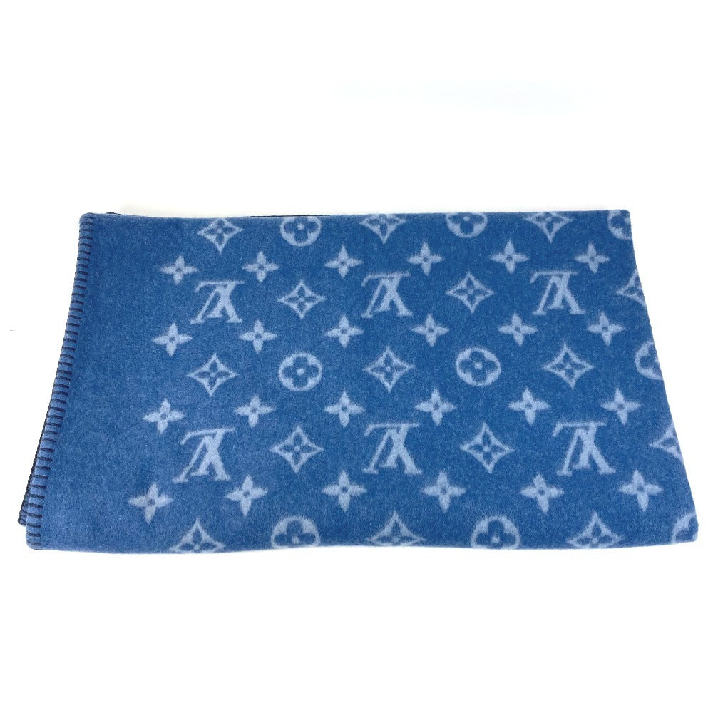 LOUIS VUITTON M75689 Monogram Logo Blanket Interior Blanket Wool Unisex Blue