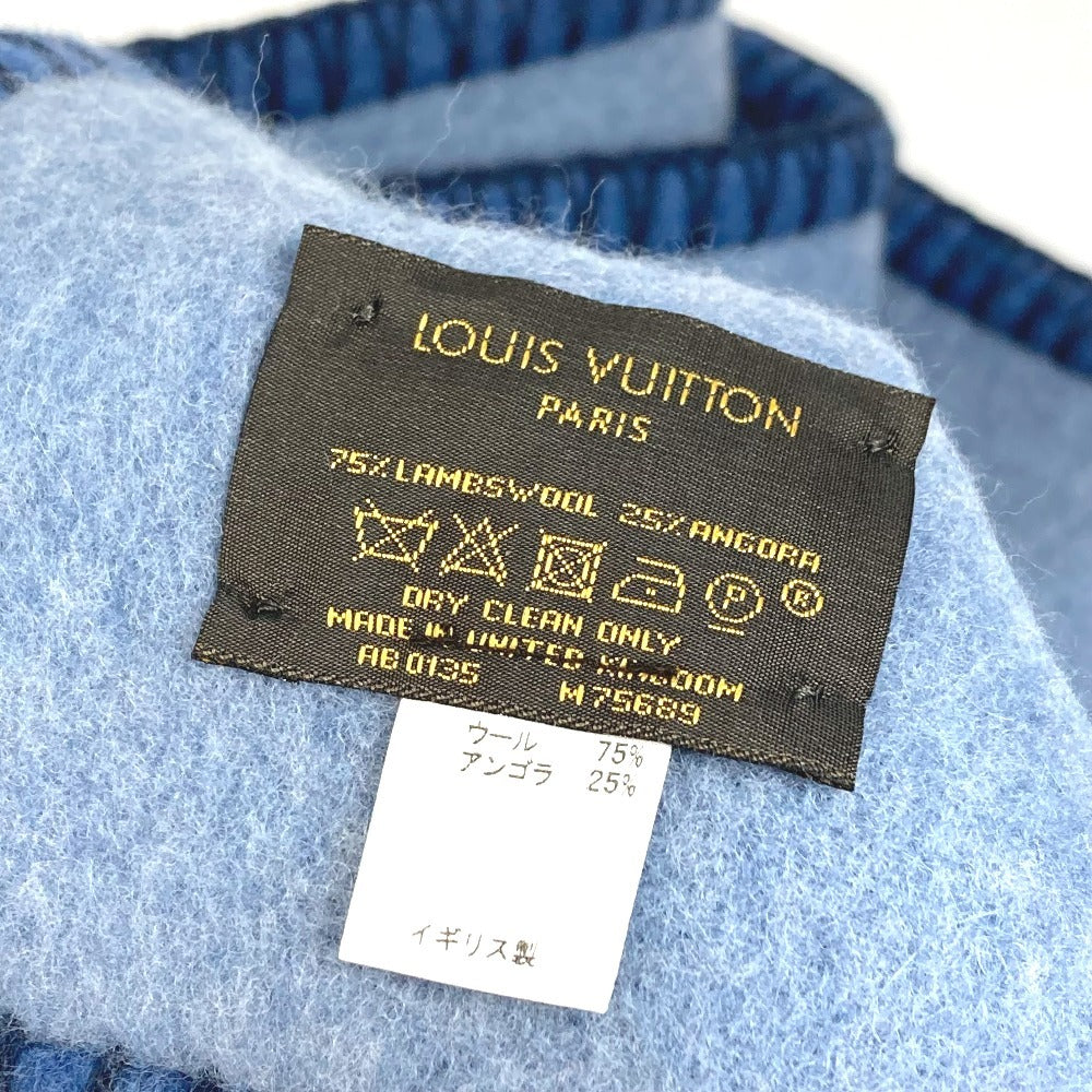 LOUIS VUITTON M75689 Monogram Logo Blanket Interior Blanket Wool Unisex Blue