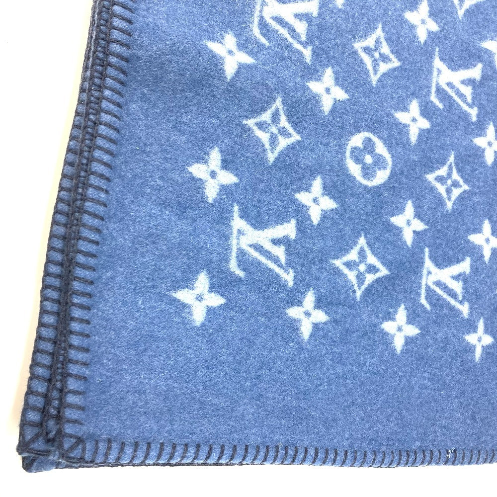 LOUIS VUITTON M75689 Monogram Logo Blanket Interior Blanket Wool Unisex Blue