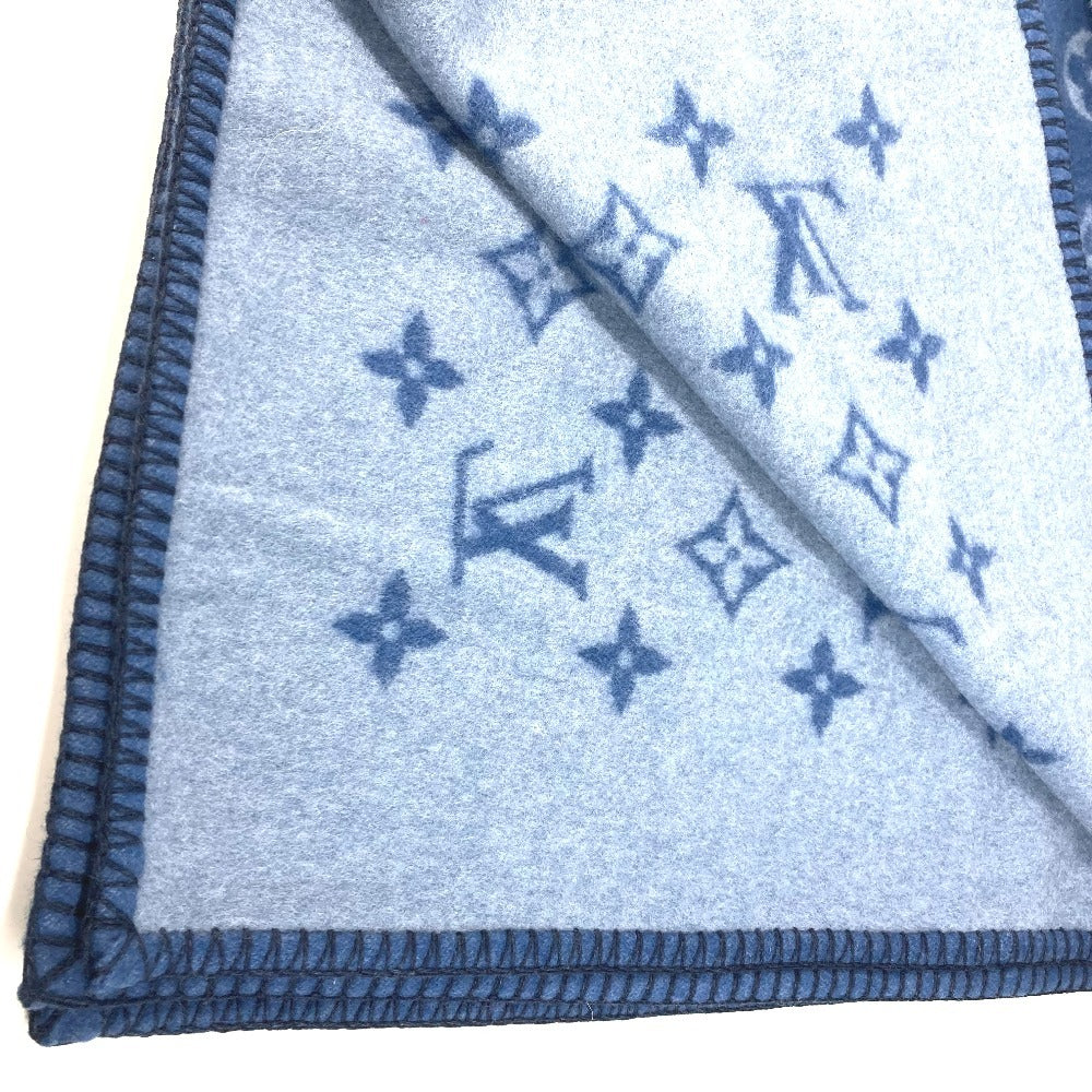 LOUIS VUITTON M75689 Monogram Logo Blanket Interior Blanket Wool Unisex Blue