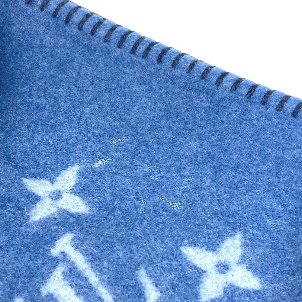 LOUIS VUITTON M75689 Monogram Logo Blanket Interior Blanket Wool Unisex Blue