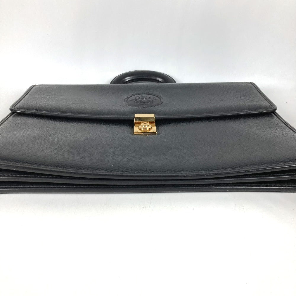 VERSACE ヴィンテージ メデューサ ロゴ カバン トートバッグ 書類バッグ ハンドバッグ ビジネスバッグ レザー ユニセックス ブラック