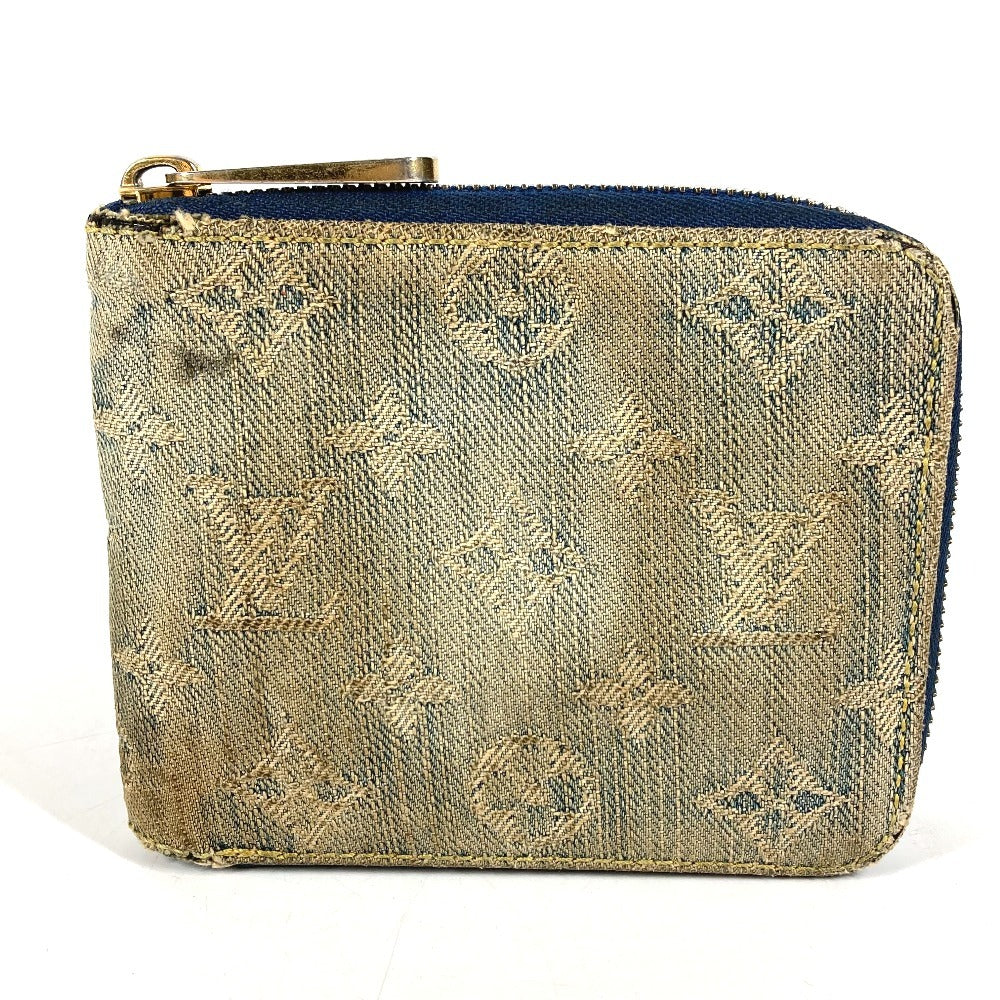 LOUIS VUITTON M95342 モノグラムデニム ミニジッピーウォレット コンパクトウォレット ラウンドファスナー 2つ折り財布 モノグラムデニムキャンバス ユニセックス ブルー