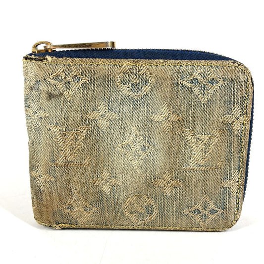 LOUIS VUITTON M95342 モノグラムデニム ミニジッピーウォレット コンパクトウォレット ラウンドファスナー 2つ折り財布 モノグラムデニムキャンバス ユニセックス ブルー