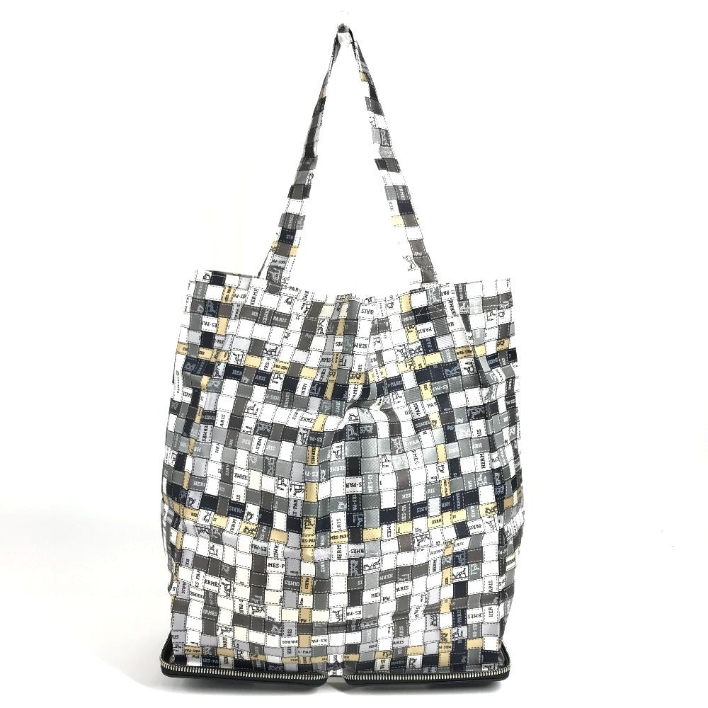 HERMES カバン エコバッグ 折り畳み シルキーポップ トートバッグ ハンドバッグ ショルダーバッグ レザー レディース ブラック