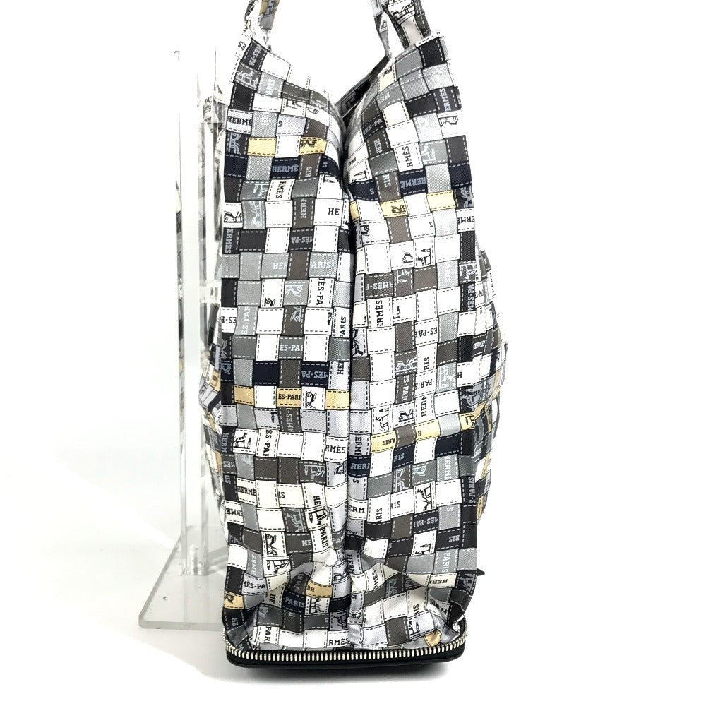 HERMES カバン エコバッグ 折り畳み シルキーポップ トートバッグ ハンドバッグ ショルダーバッグ レザー レディース ブラック