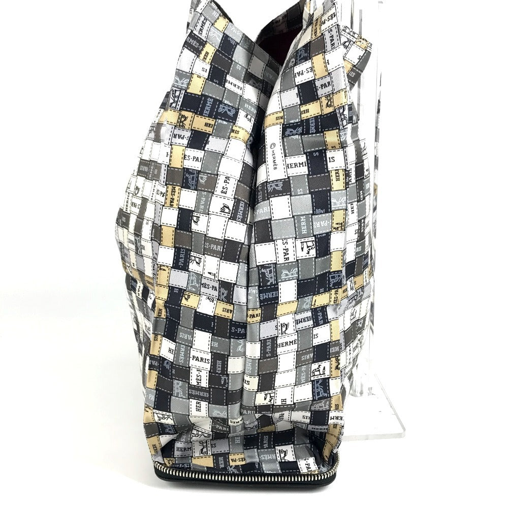 HERMES カバン エコバッグ 折り畳み シルキーポップ トートバッグ ハンドバッグ ショルダーバッグ レザー レディース ブラック