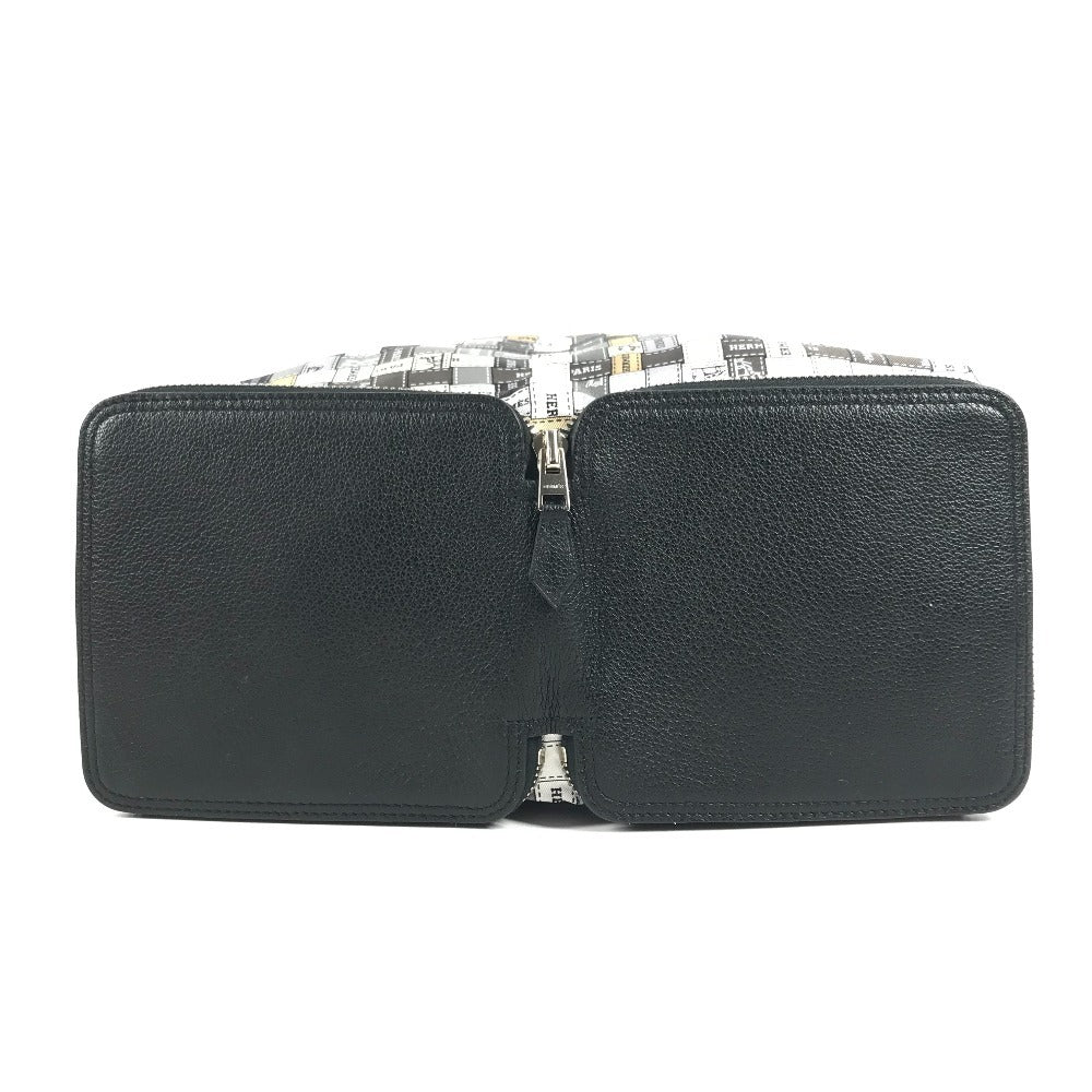 HERMES カバン エコバッグ 折り畳み シルキーポップ トートバッグ ハンドバッグ ショルダーバッグ レザー レディース ブラック