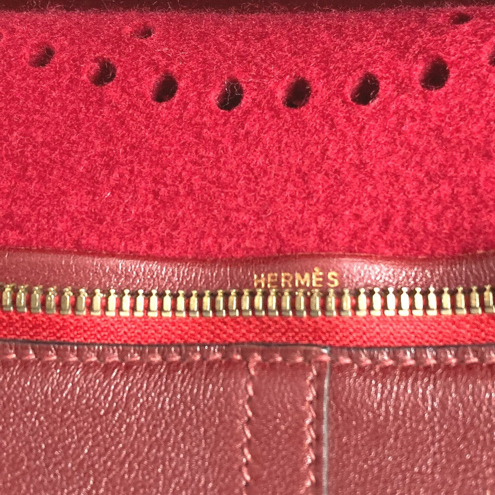 HERMES H-Punching Logo Hoodie Travel Bag, Felt Boston Bag, Unisex, Red