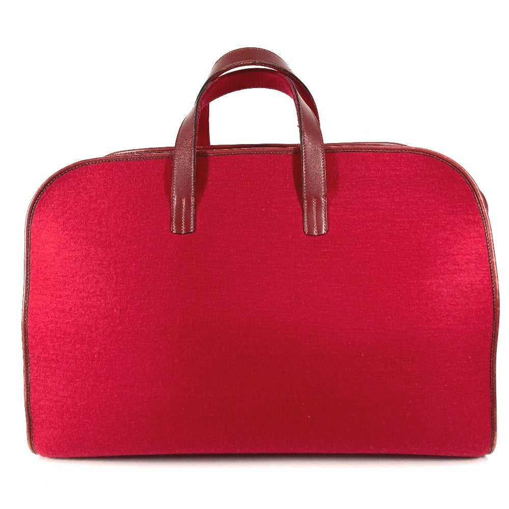 HERMES H-Punching Logo Hoodie Travel Bag, Felt Boston Bag, Unisex, Red