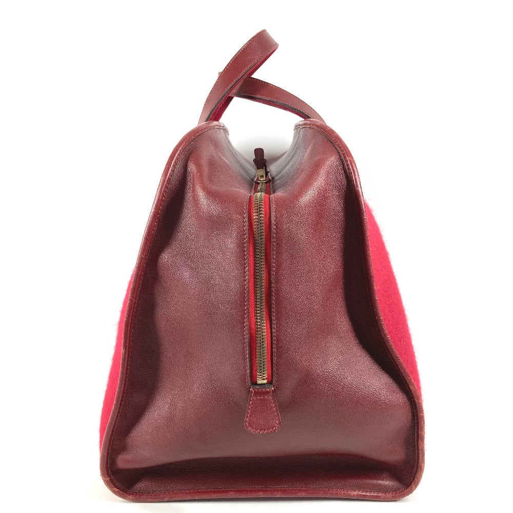 HERMES H-Punching Logo Hoodie Travel Bag, Felt Boston Bag, Unisex, Red