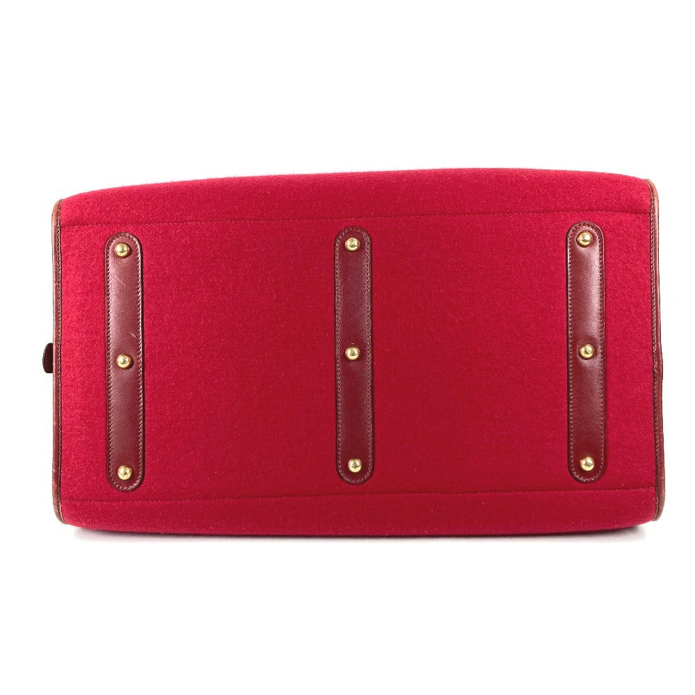 HERMES H-Punching Logo Hoodie Travel Bag, Felt Boston Bag, Unisex, Red
