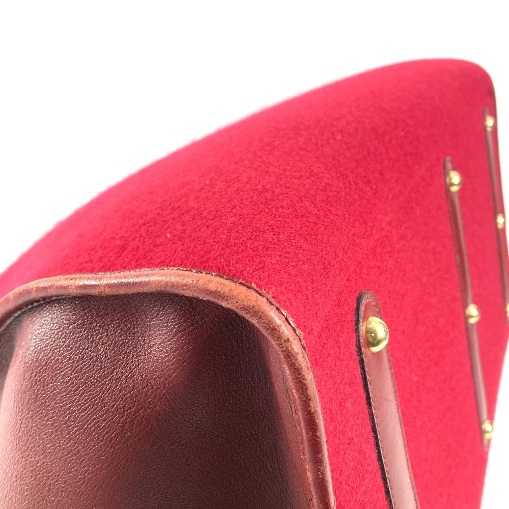 HERMES H-Punching Logo Hoodie Travel Bag, Felt Boston Bag, Unisex, Red
