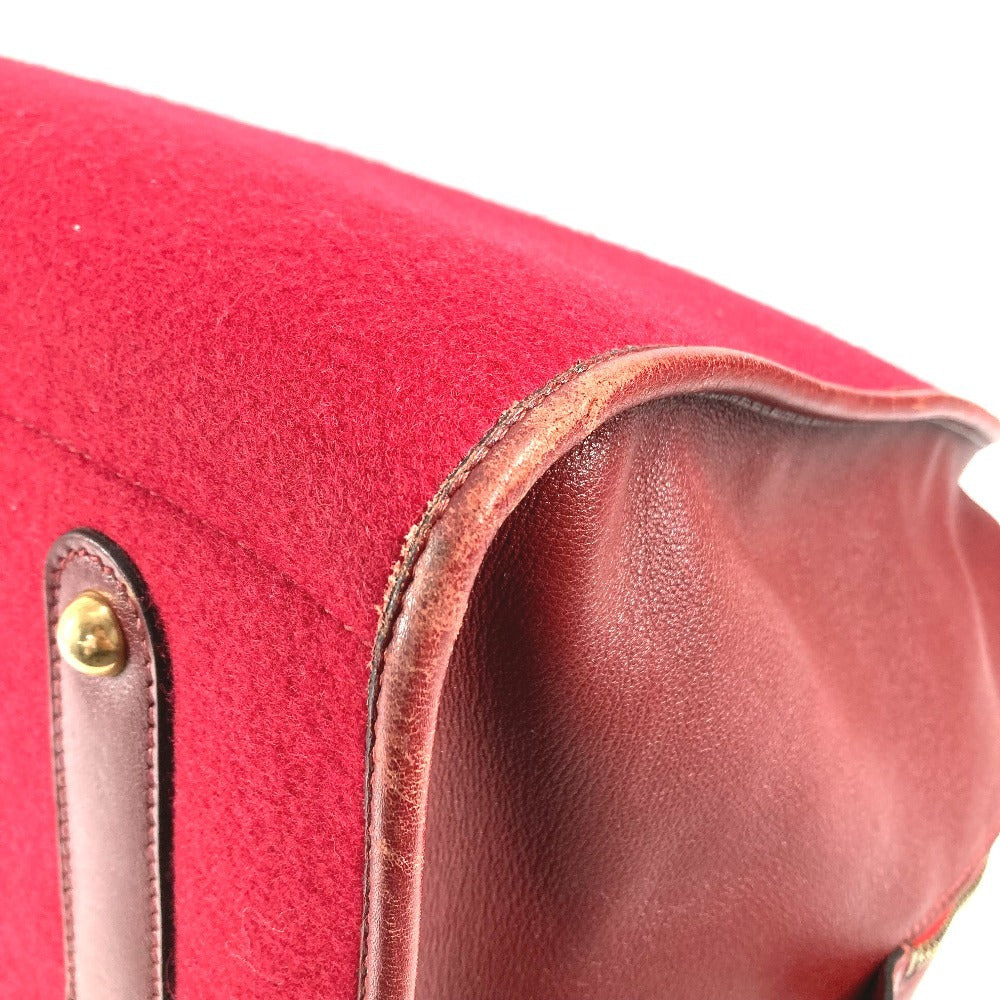 HERMES H-Punching Logo Hoodie Travel Bag, Felt Boston Bag, Unisex, Red