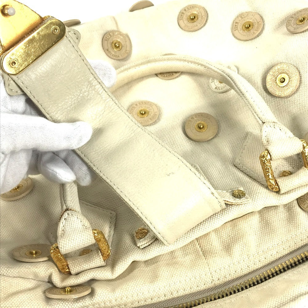LOUIS VUITTON M95409 ポルカドッツ・パナマ ボウリィ ショルダーバッグ ベル付き カバン 肩掛け ボストンバッグ ハンドバッグ キャンバス レディース ホワイト系